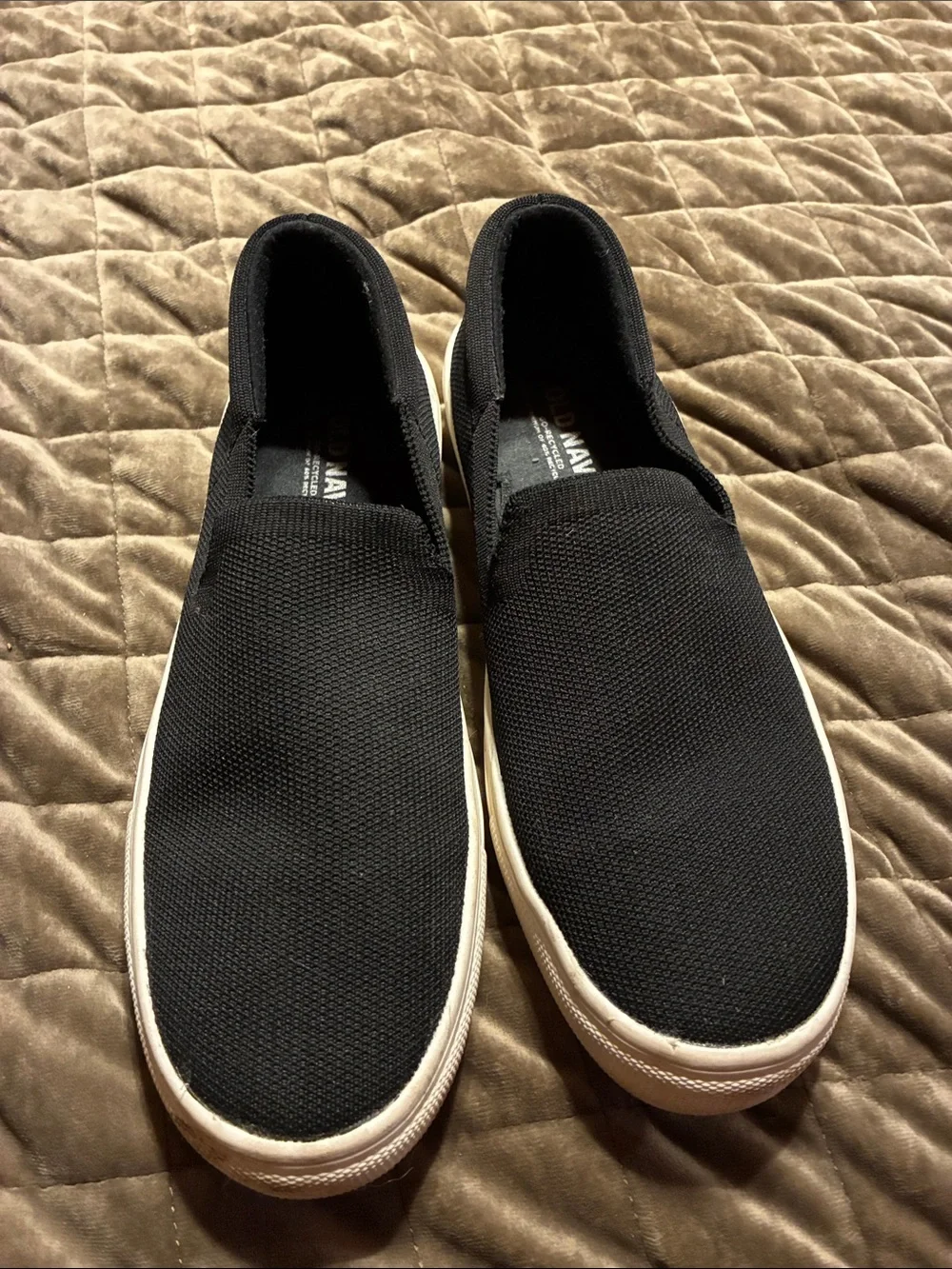 Old Navy Black Slip-On Canvas Loafers with White Sole